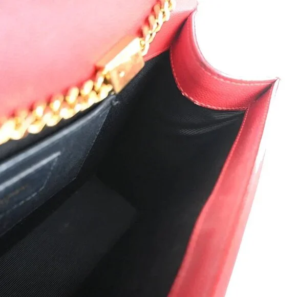 SAINT LAURENT YSL Logo 2Way Chain Shoulder Clutch Bag Red GHW Italy 22RF821 - Picture 8 of 16